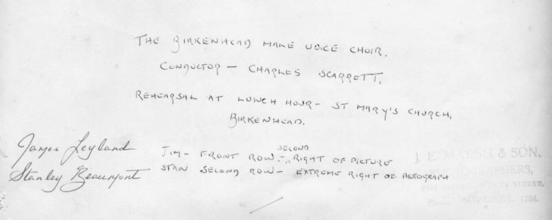 Reverse of Early Rehearsal photograph